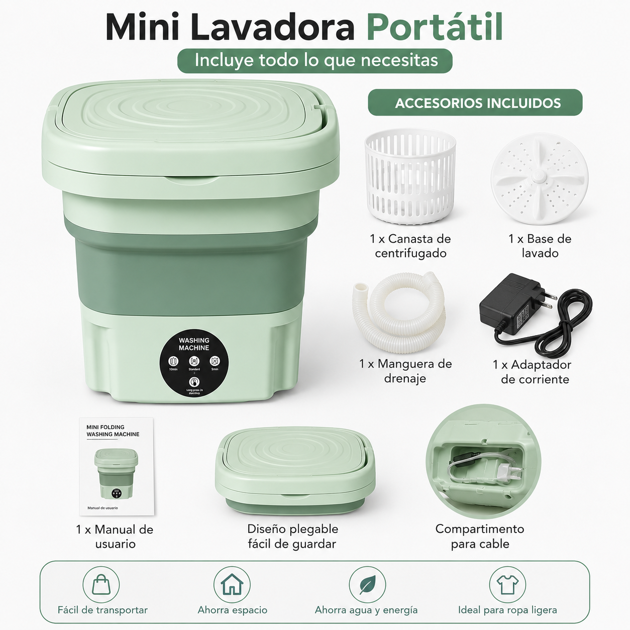 🧺 MINI LAVADORA PORTÁTIL PLEGABLE