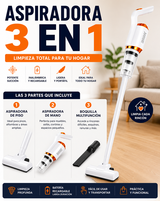 🏠✨ ASPIRADORA INALÁMBRICA 3 EN 1 ✨🏠