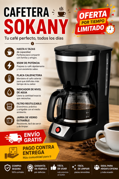☕ CAFETERA SOKANY 6 TAZAS