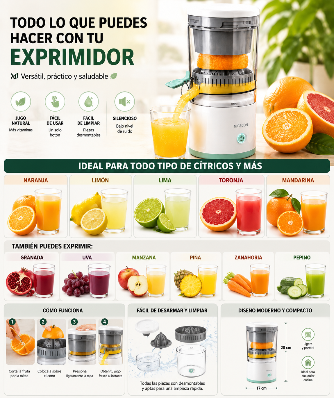 🍊EXPRIMIDOR DE JUGO RECARGABLE