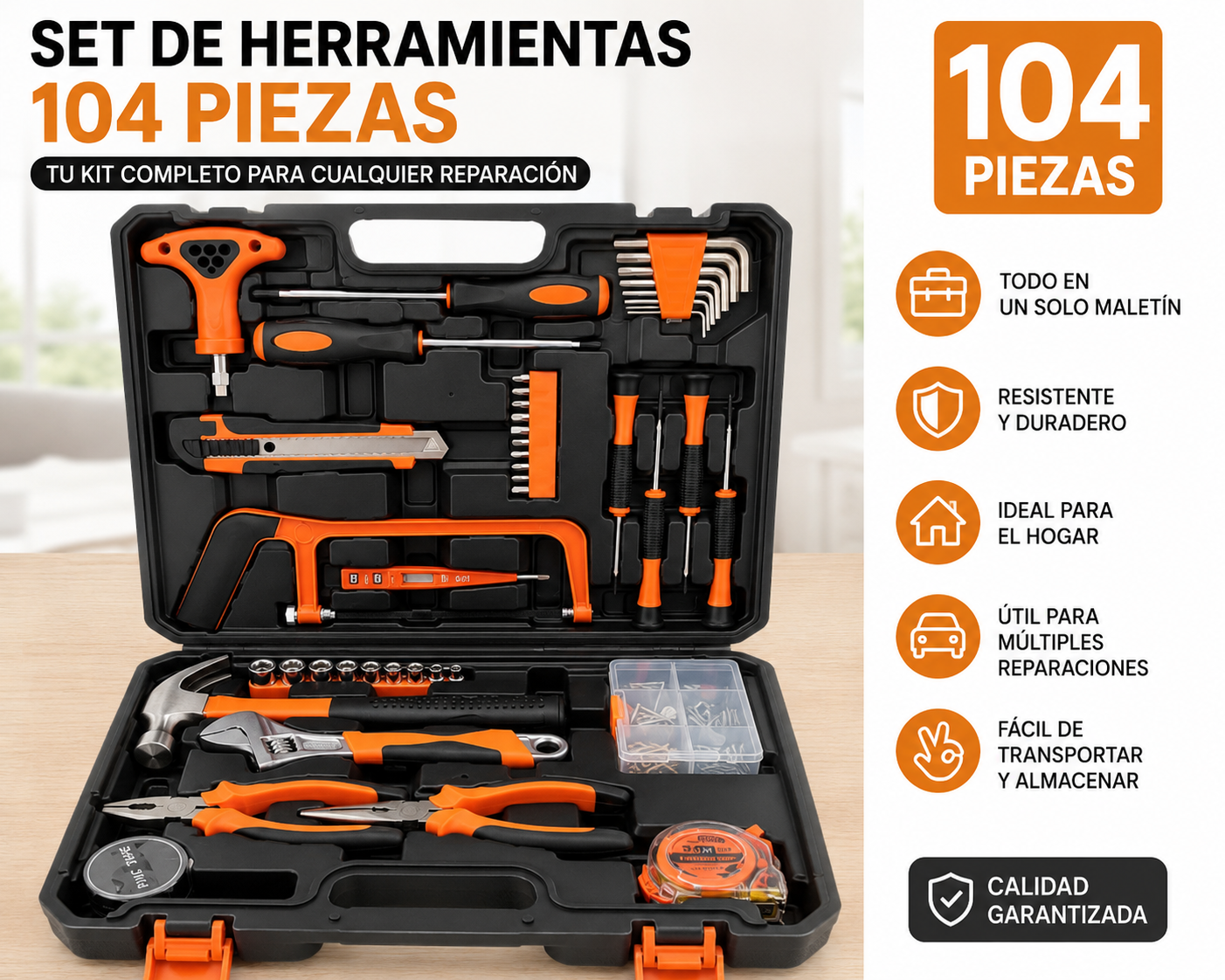 🧰 SET DE HERRAMIENTAS 104 PIEZAS