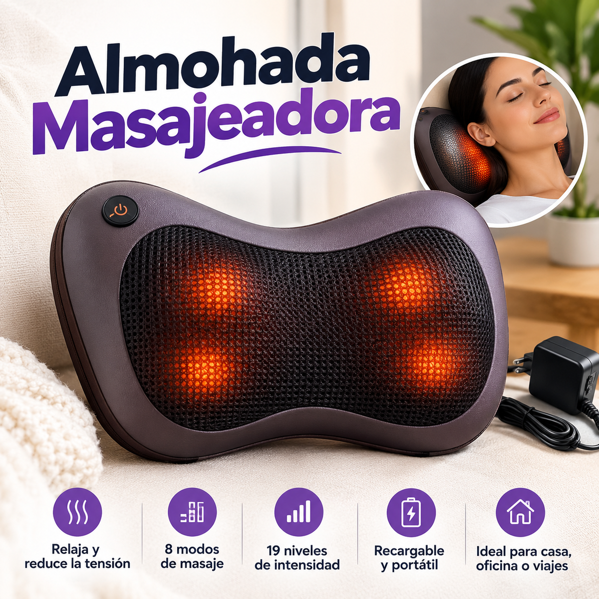 💆♀️ ALMOHADA MASAJEADORA