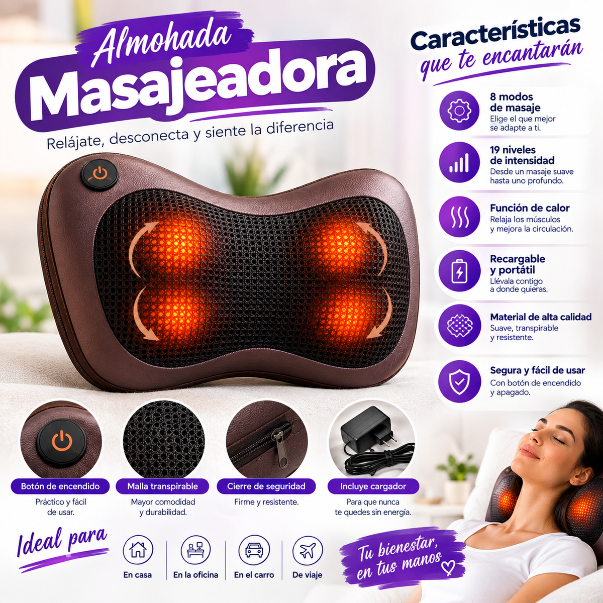 💆♀️ ALMOHADA MASAJEADORA